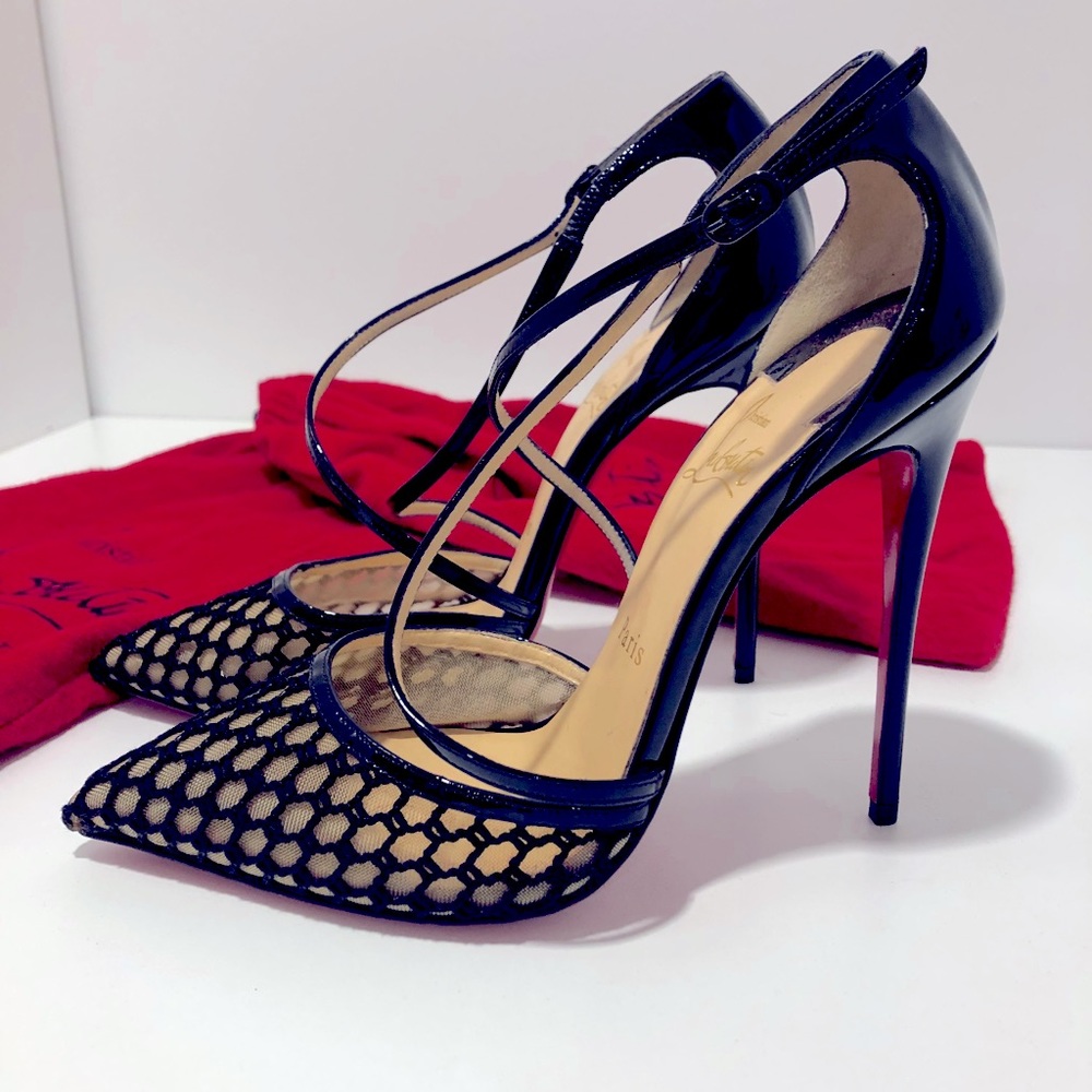 Christian Louboutin Cross Blake Black Mesh Pump